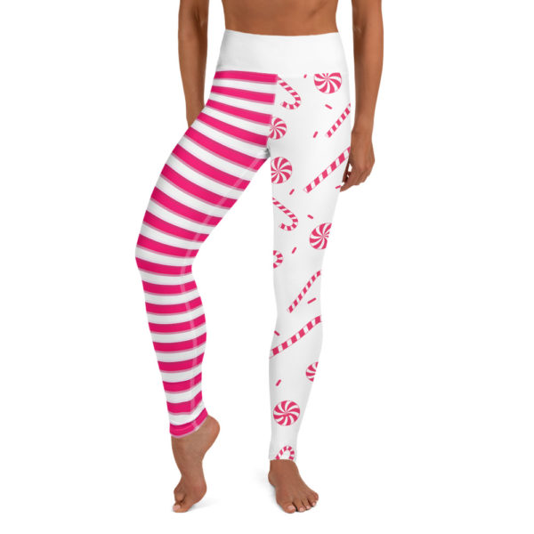 Christmas Candy Cane Leggings, Yoga Pants
