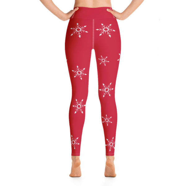 Christmas Red Snowflake Leggings, Holiday Yoga Pants - Image 6