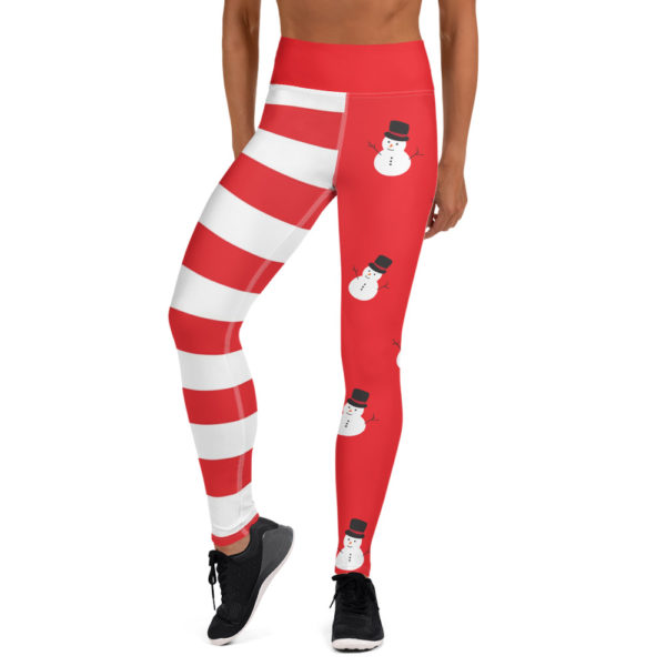 Candy Cane & Snowman Christmas Leggings, Holiday Yoga Pants - Image 6