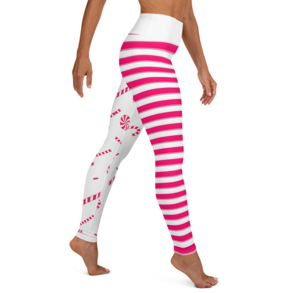 Christmas Candy Cane Leggings, Yoga Pants - Image 3