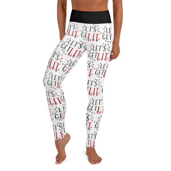 Lets Get Lit Holiday Leggings, Christmas Yoga Pants - Image 3