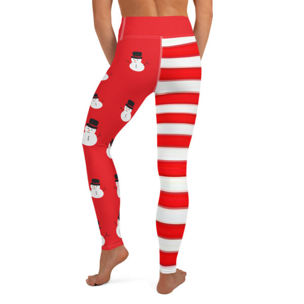 Candy Cane & Snowman Christmas Leggings, Holiday Yoga Pants - Image 4