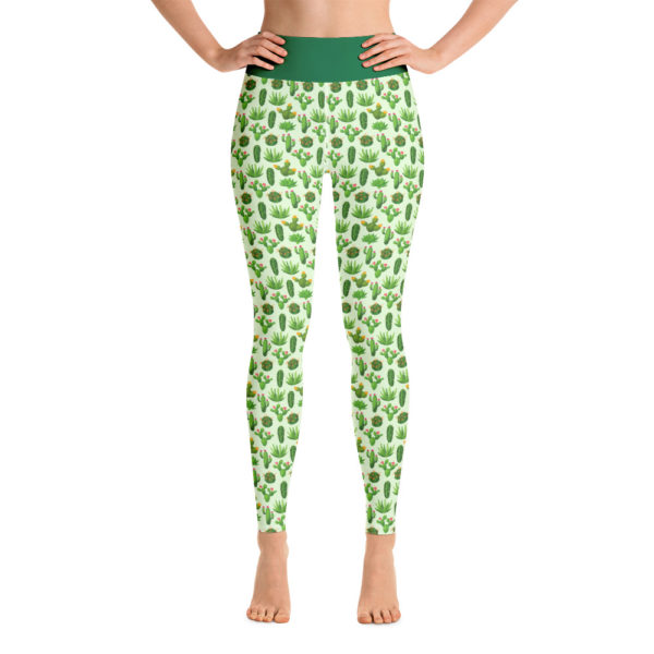 Cactus Leggings, Green Cactus Yoga Pants - Image 3