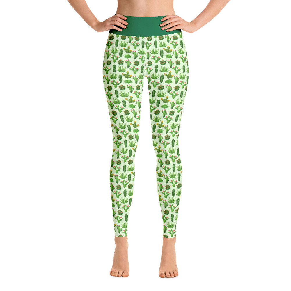 Cactus Leggings, Green Cactus Yoga Pants – Essentially Savvy