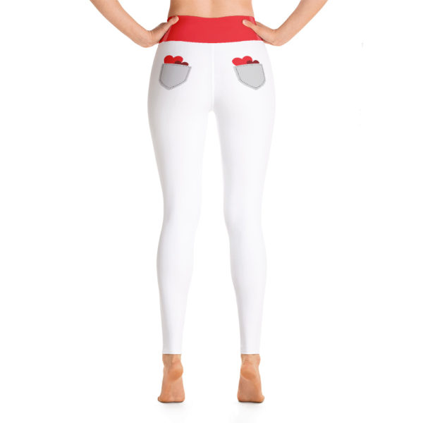Red Heart Leggings, Red and White Yoga Pants, Workout Tights - Image 6