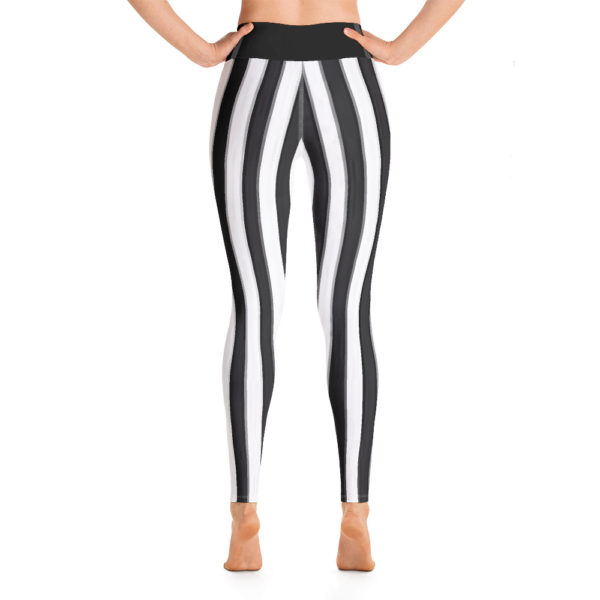 Black and White striped Leggings, Referee Yoga Pants - Image 7