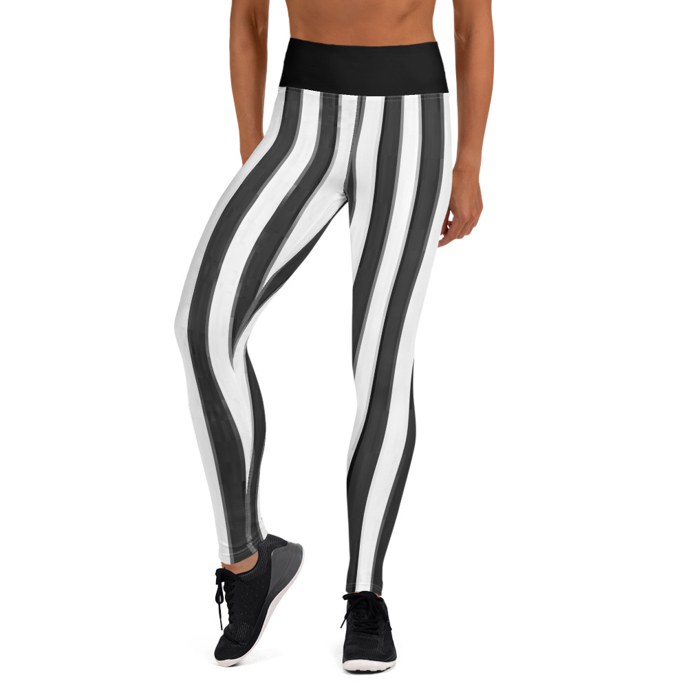 black and white striped yoga pants leggings