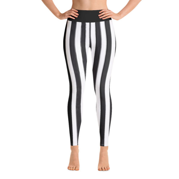Black and White striped Leggings, Referee Yoga Pants