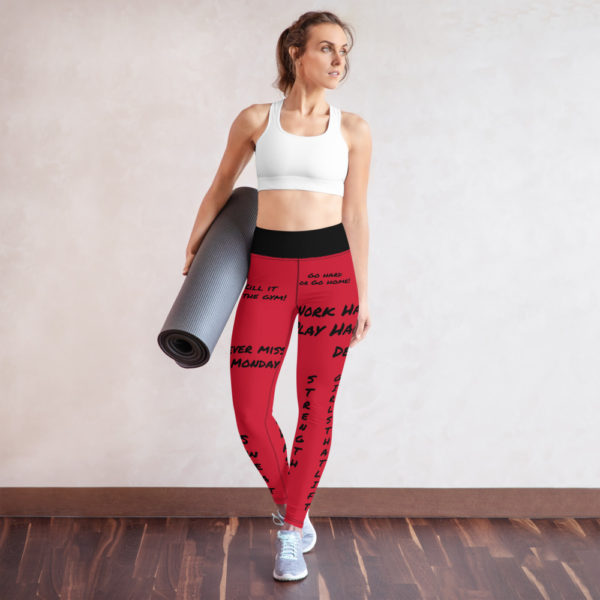 Red Badass Printed Leggings, Yoga Pants, Workout Leggings - Image 2