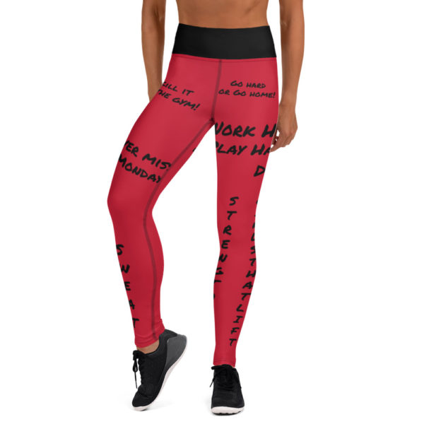 Red Badass Printed Leggings, Yoga Pants, Workout Leggings - Image 6