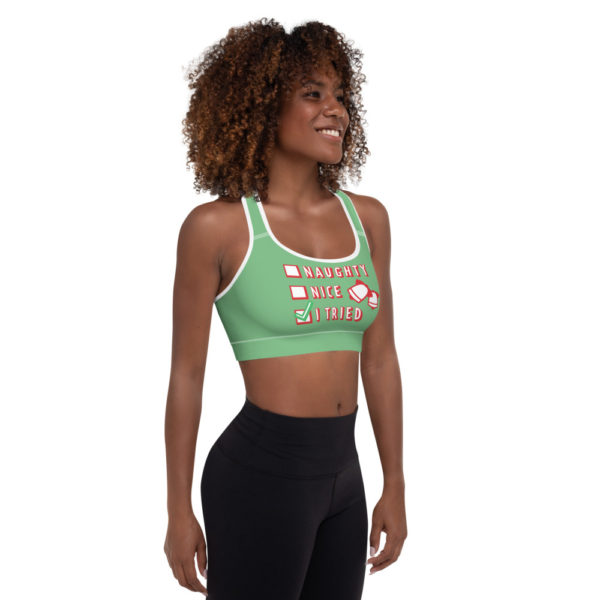Naughty or Nice Christmas Padded Sports Bra - Image 3