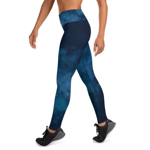 Navy Blue Tie Dye Leggings, Yoga Pants - Image 4