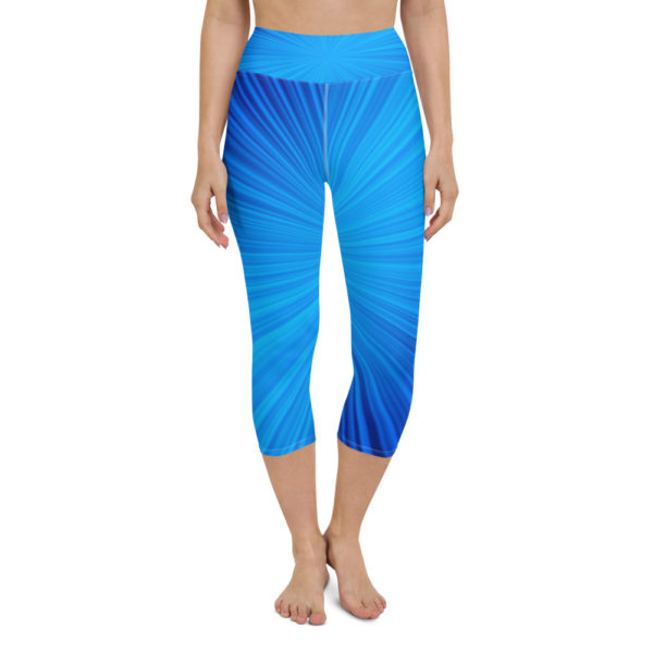 Blue Sunburst Capri Leggings, Yoga Leggings - Image 8