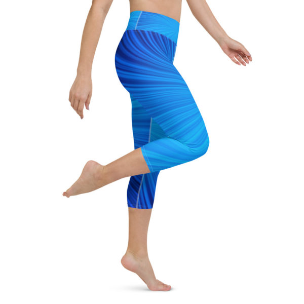 Blue Sunburst Capri Leggings, Yoga Leggings - Image 5