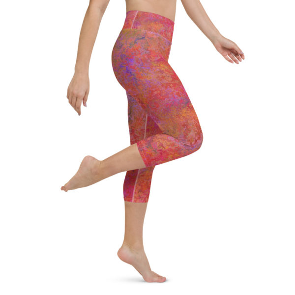 Pink Abstract Capri Leggings, Yoga pants - Image 5