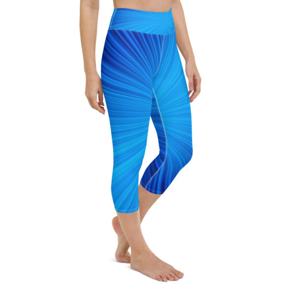 Blue Sunburst Capri Leggings, Yoga Leggings - Image 6