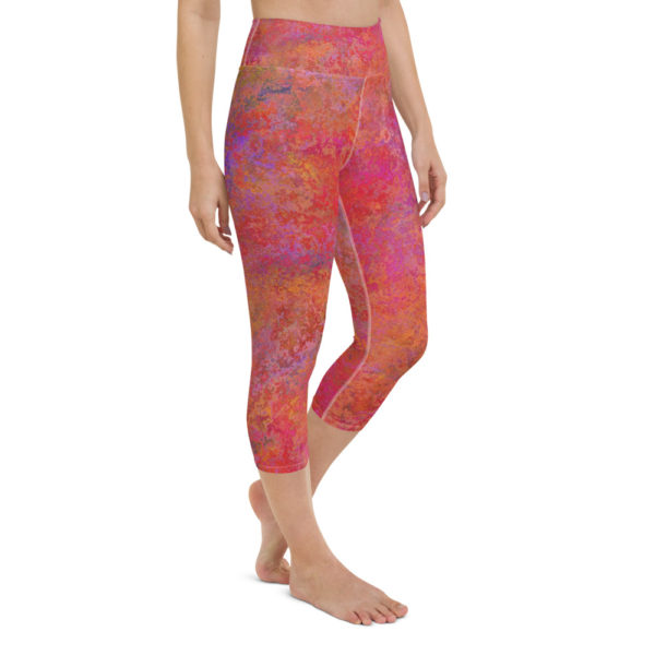 Pink Abstract Capri Leggings, Yoga pants - Image 6