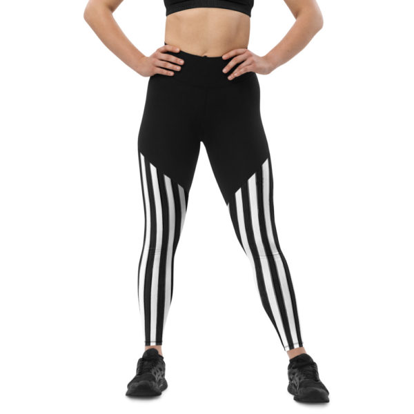 Striped Black Compression Sports Leggings - Image 8