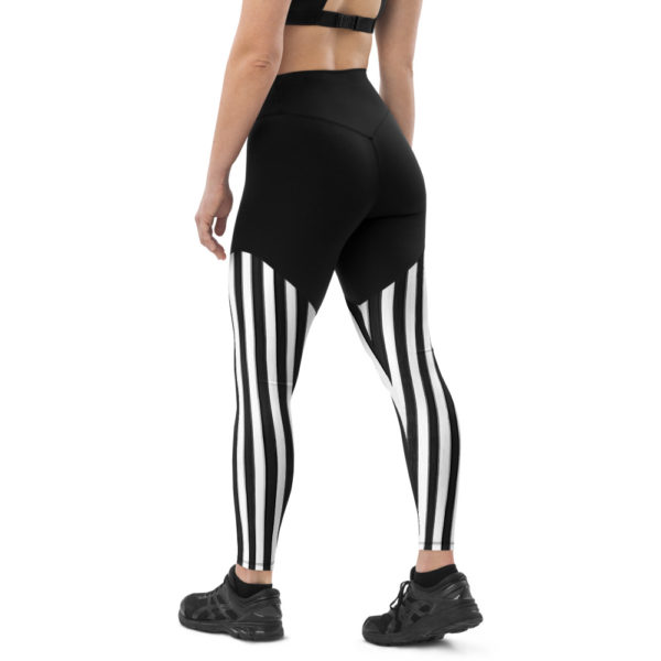 Striped Black Compression Sports Leggings - Image 4