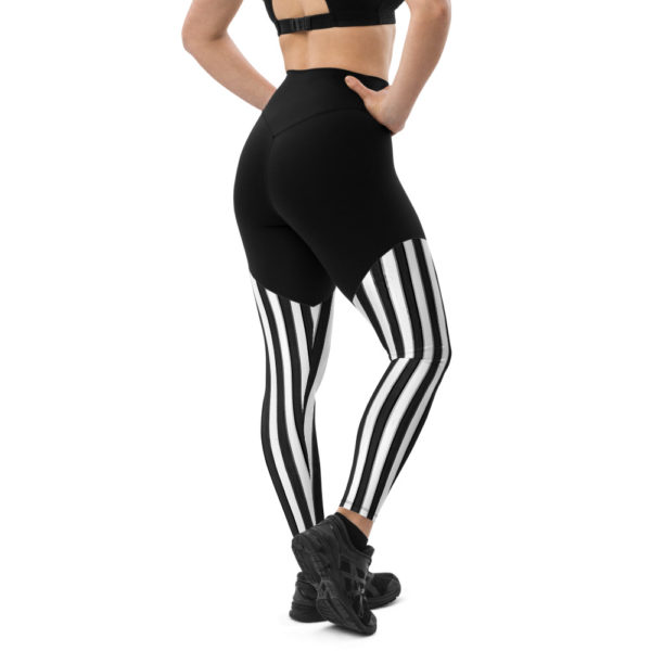 Striped Black Compression Sports Leggings