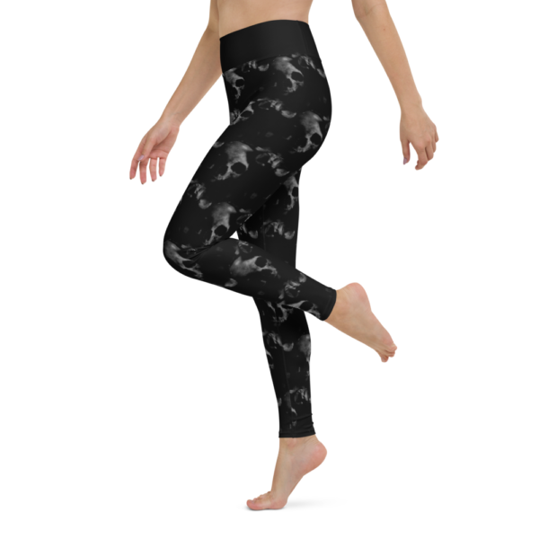 Black Skulls Leggings, Yoga Pants - Image 3