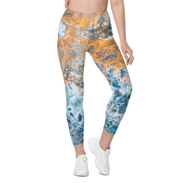 Blue and gold 7/8th Leggings with pockets