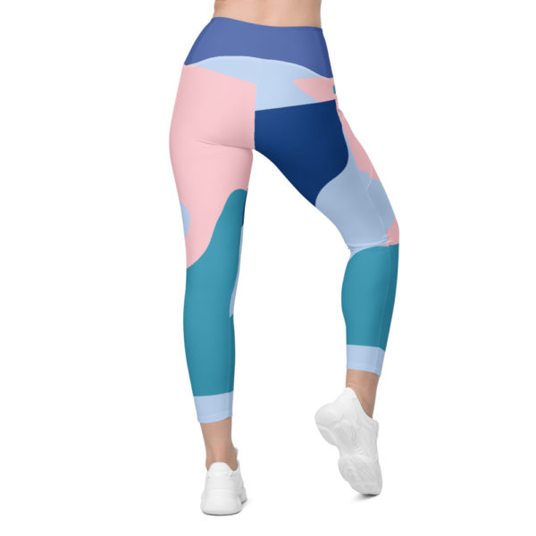 Multicolored Abstract Crossover waist 7/8th leggings with pockets - Image 6