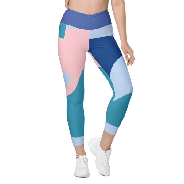 Multicolored Abstract Crossover waist 7/8th leggings with pockets - Image 8