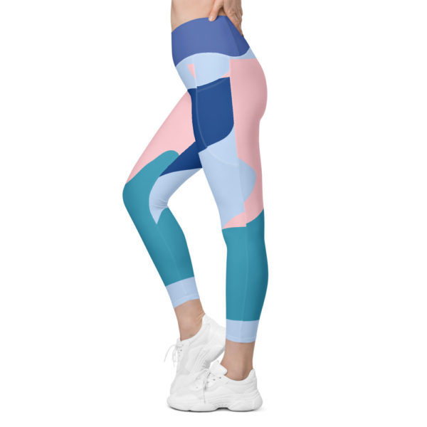Multicolored Abstract Crossover waist 7/8th leggings with pockets - Image 4