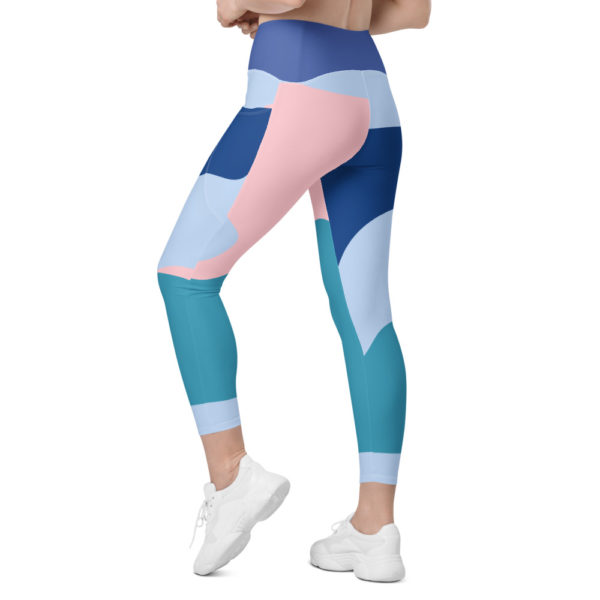 Multicolored Abstract Crossover waist 7/8th leggings with pockets - Image 5