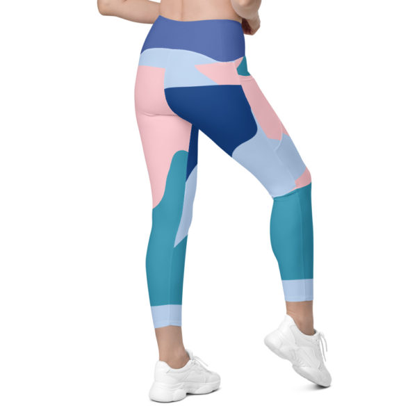 Multicolored Abstract Crossover waist 7/8th leggings with pockets - Image 3