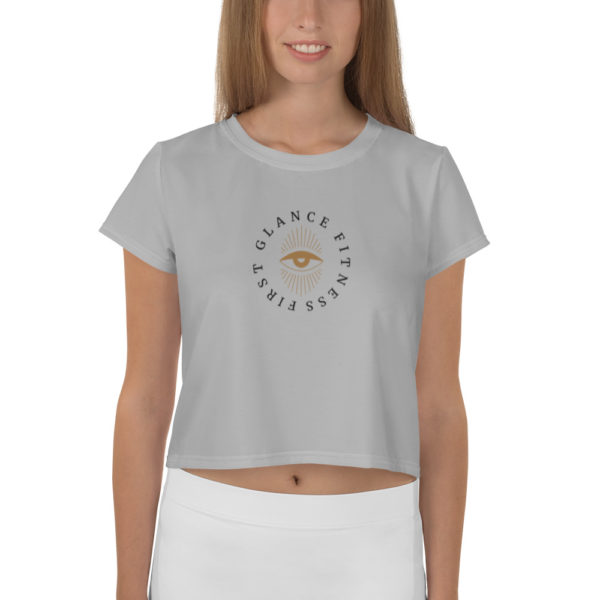 Gray Fitness Crop T Shirt