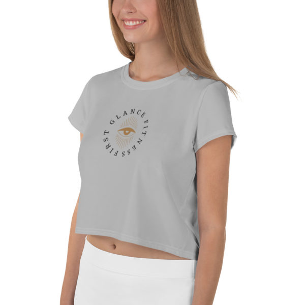 Gray Fitness Crop T Shirt - Image 3
