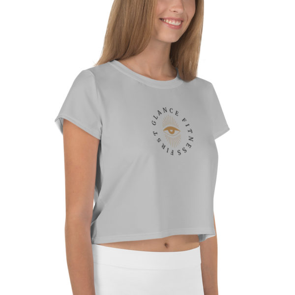 Gray Fitness Crop T Shirt - Image 4