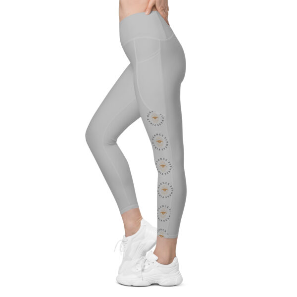 Grey Crossover Waist leggings with pockets