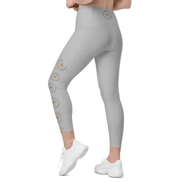 Grey Crossover Waist leggings with pockets - Image 5