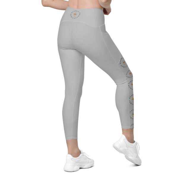 Grey Crossover Waist leggings with pockets - Image 6