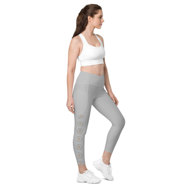 Grey Crossover Waist leggings with pockets - Image 9