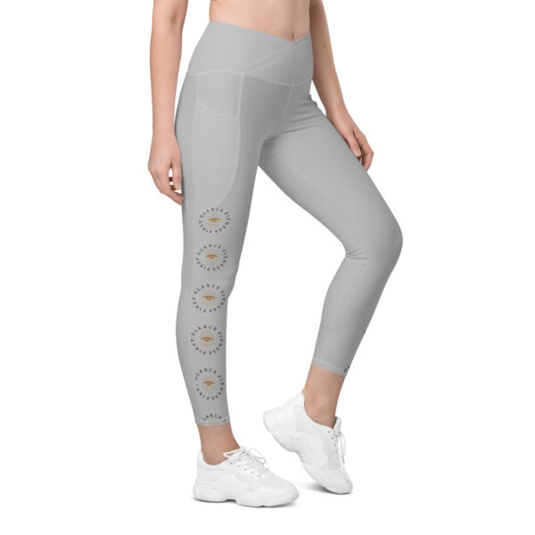 Grey Crossover Waist leggings with pockets - Image 7