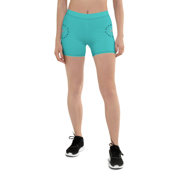 Turquoise Blue Workout Shorts - Image 2